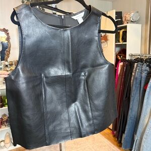 H&M Black Faux Leather Top